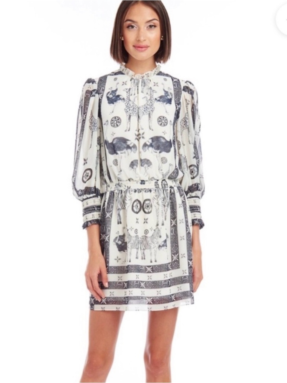 AMANDA UPRICHARD Vista Zoo Print Mini Dress large